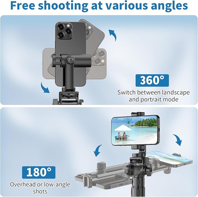 170cm Phone Camera Tripod Stand with Remote & Phone Holder, Tripod for Travel/Video Recording,Tall Smartphone Tripod Compatible with iPhone/Android//Webcamera