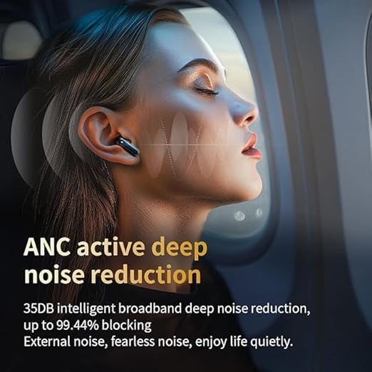 True Wireless Earbuds with Touch screen, Bluetooth 5.4, Black, ENC, Earphones with HiFi Stereo Deep Bass headphones, Smart Case Ear Buds