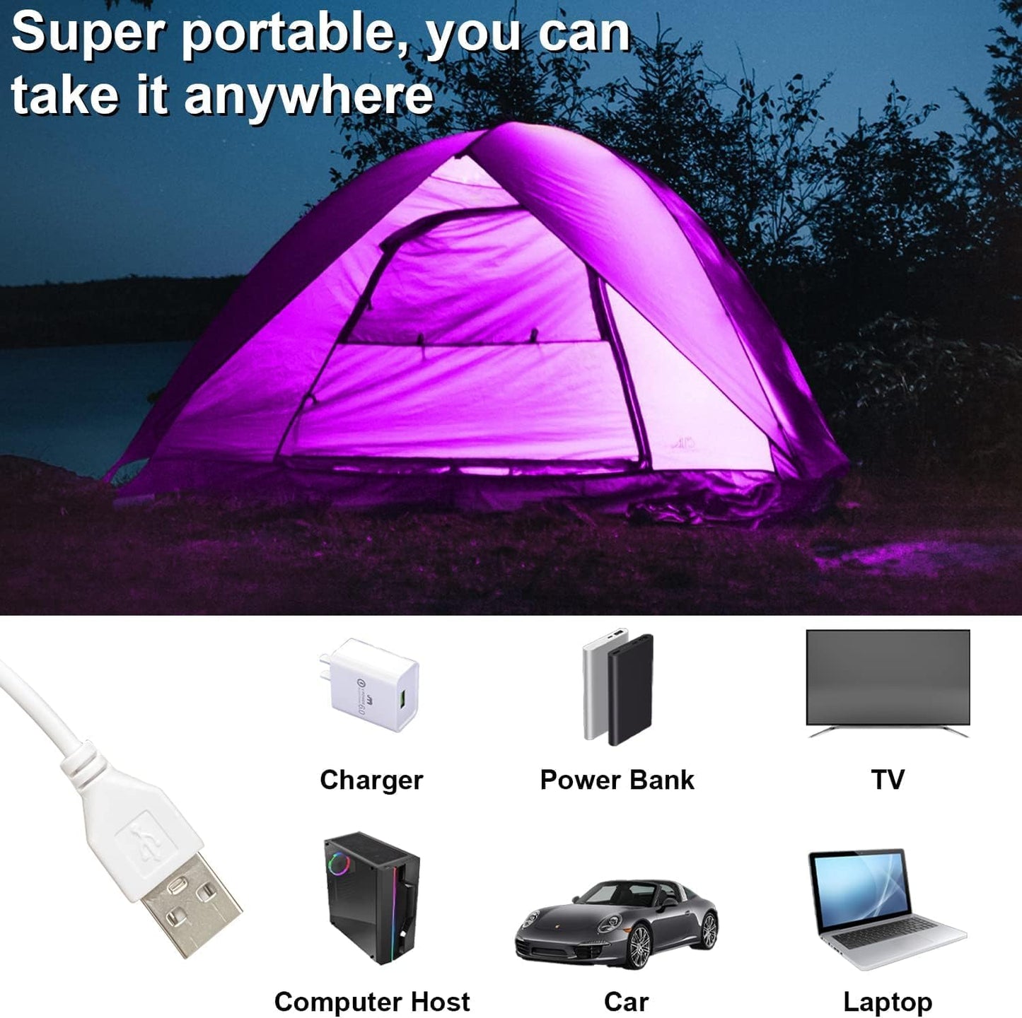 5M USB Led Light,Smart Bluetooth RGB Light with APP Control, Timer Setting, Music Mode, Led Light Strip for Decoration, Bedroom, PC,Cabinet