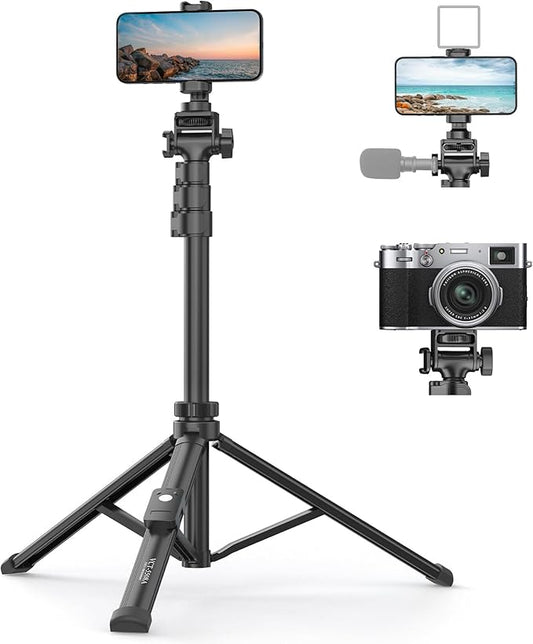 170cm Phone Camera Tripod Stand with Remote & Phone Holder, Tripod for Travel/Video Recording,Tall Smartphone Tripod Compatible with iPhone/Android//Webcamera